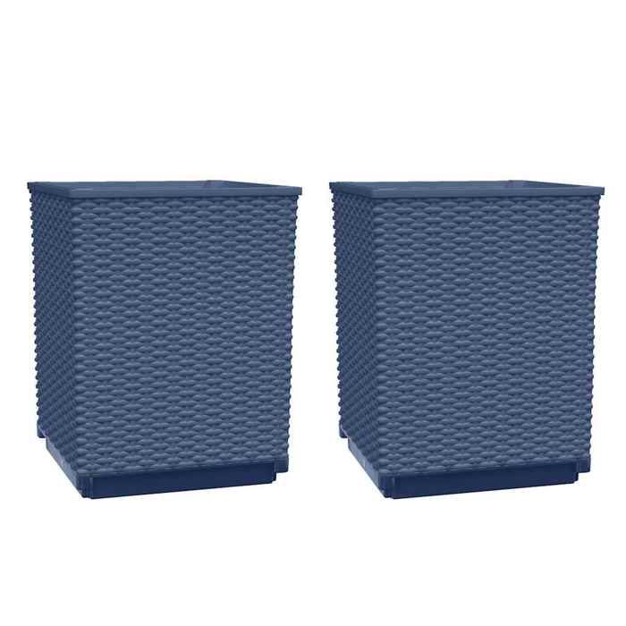 VidaXL Planters 2 Pcs, Flower Boxes, Plant Pots, Flower Boxes Garden Terrace Patio Outdoor, Blue Grey 30x30x37 364180