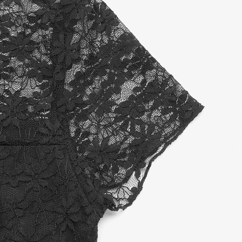 Damen Sommer Einfarbig Slim Sexy Spitze Patchwork Top