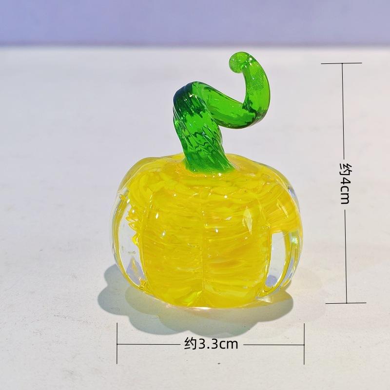 

Mini Glass Halloween Pumpkin Sculpture Handmade Decorative Figurine Ornament Cute Cushaw Small Statue Home Desktop Decor New жовтий