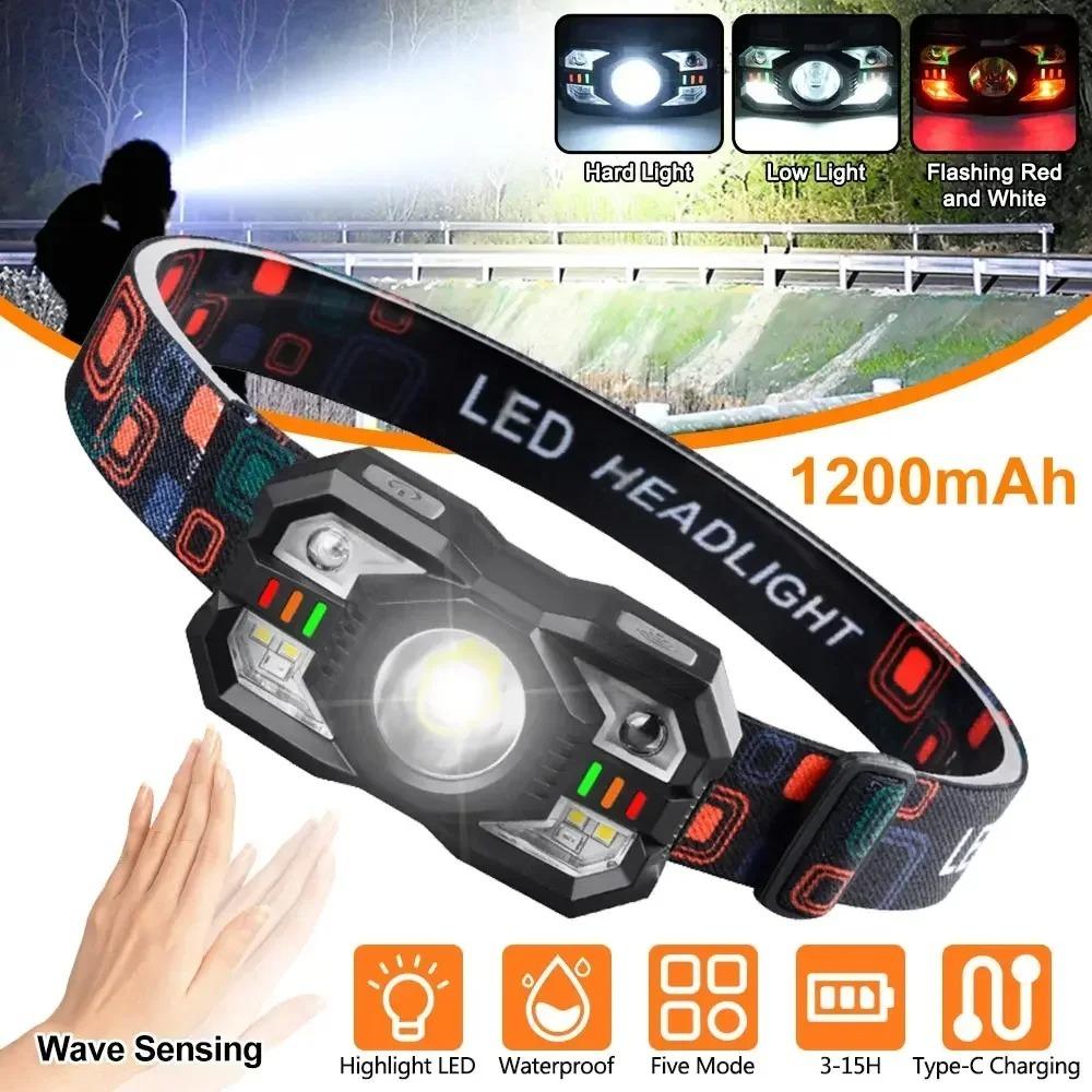 Adjustable Mode LED Induction Headlamp with Gesture Control Head Flashlight  Camping Running