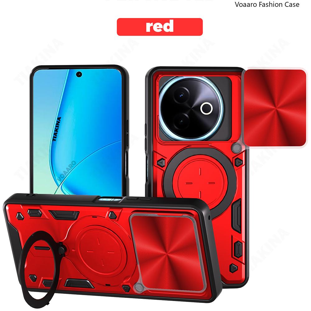 Slide Lens Armor Funda for Vivo Y39 5G Global Case for Vivo Y300i 5G China Case Magnetic Ring Stand Holder Protective Back Cover