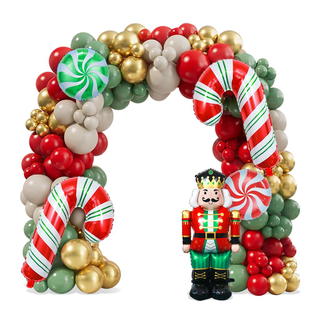 125 Stück Weihnachten Bogen Girlande Ballons, Weihnachten Zuckerstangen Nussknacker Weihnachten Neujahr Party Dekoration