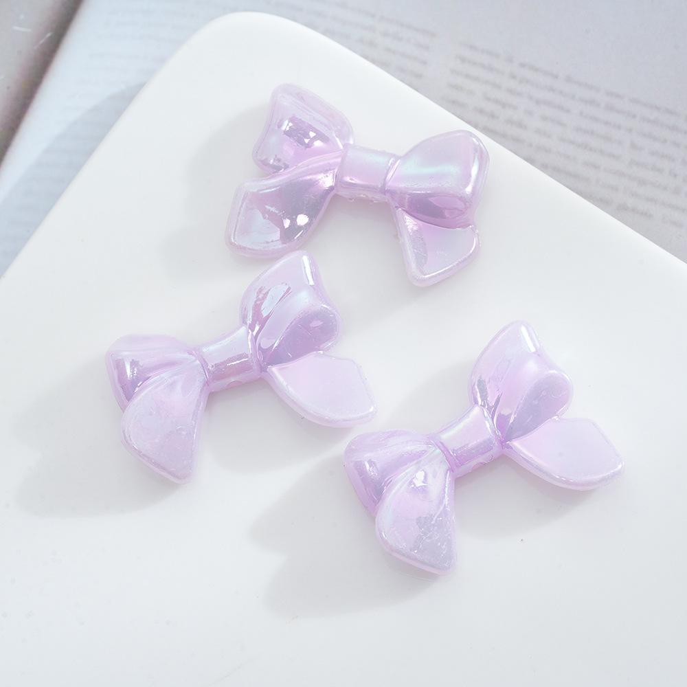 Acrylic Ab Plated Color Imitation Bow, Solid Color Beads, Straight Hole Loose Beads Diy Jewelry, Necklace, Hairpin, Beaded Material
