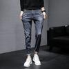 Vaqueros para hombre marea versión coreana de la marea de primavera y otoño flujo Slim pies pequeños nuevo verano sección delgada pantalones largos vaqueros negros para hombre