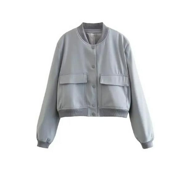 

2023 Autumn Women s Fashion Casual Pocket Embellished Single-Breasted Outerwear Jacket Small светло-синий