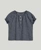 Poeteuseoul Checked Puff Sleeve Blouse_Navy