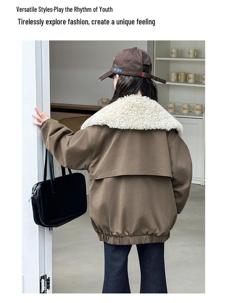 Girls' Quilted Coat - 2025 Autumn/Winter Trendy Thickened Cotton Jacket for Big Children