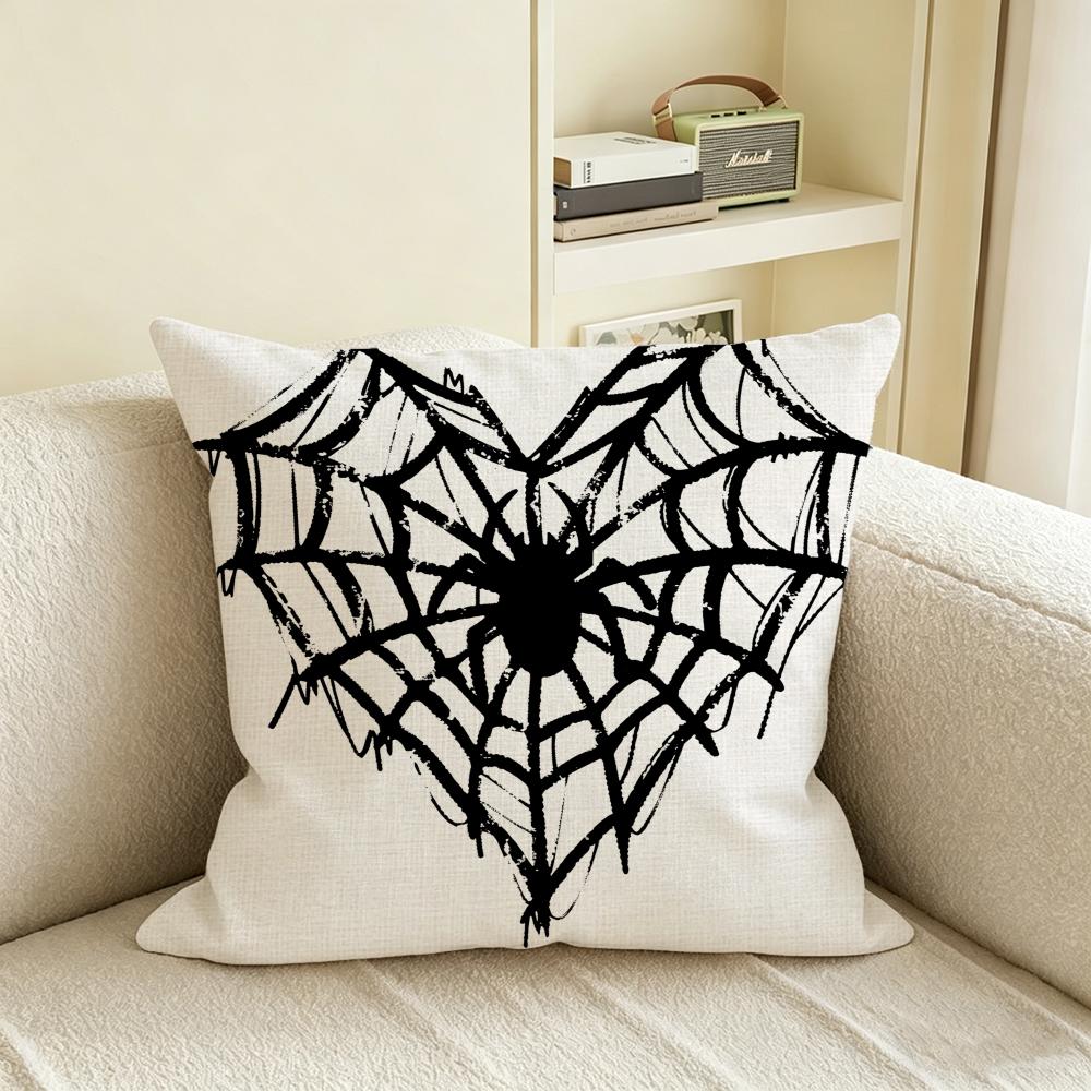 S-Spider Web Cushion Cover Natural Linen Pillowcase Set, All-In-One Decor For Sofa, Bedroom & Chair