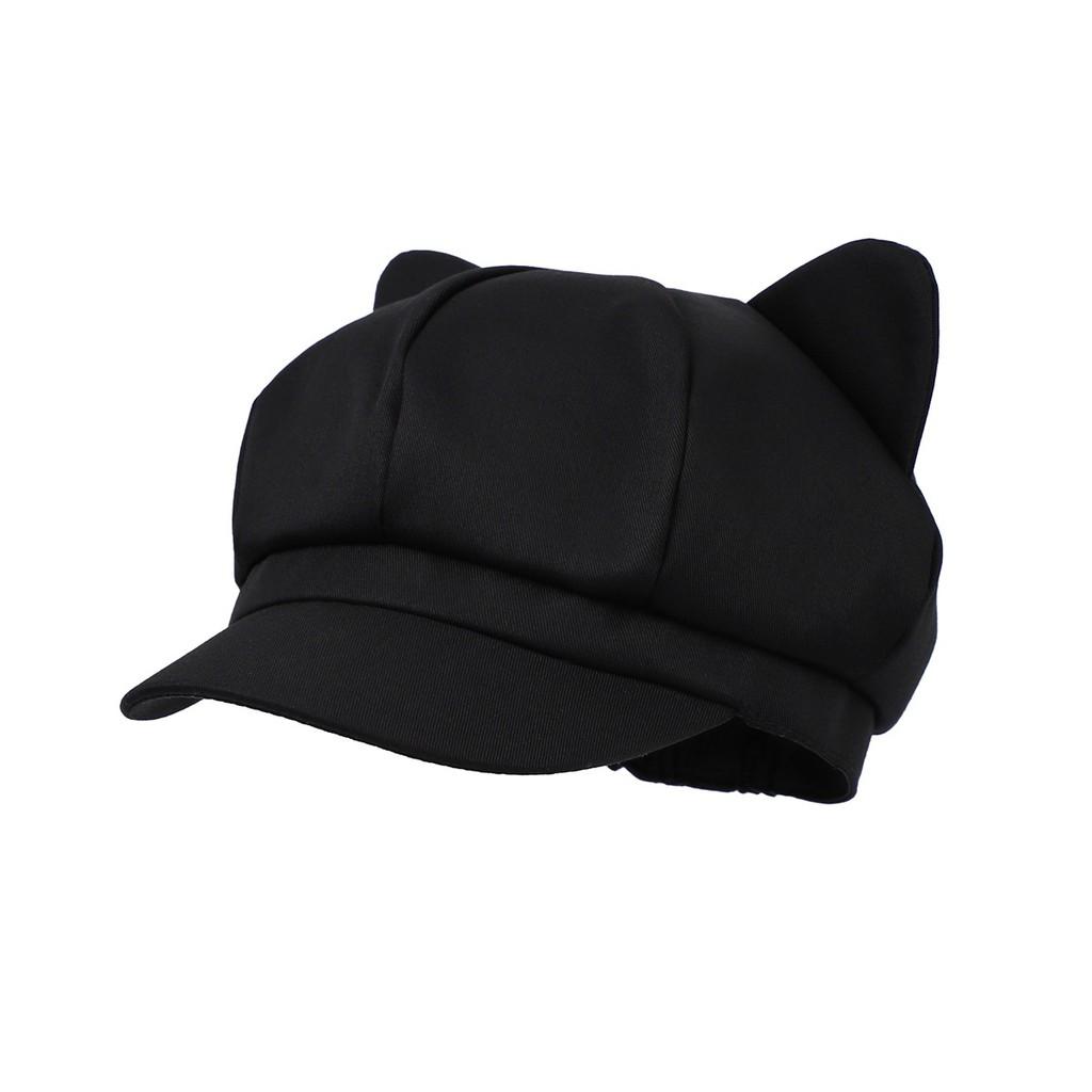 Cute Cat Ear Octagonal Hat For Women Summer Sun Protection Breathable Cotton Casual Style