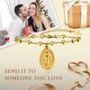 Rosary Bracelet Gold Plated Stainless Steel Religious Cross And Virgin Mary Prayer Bracelets Jewelrygifts  For Women Girls