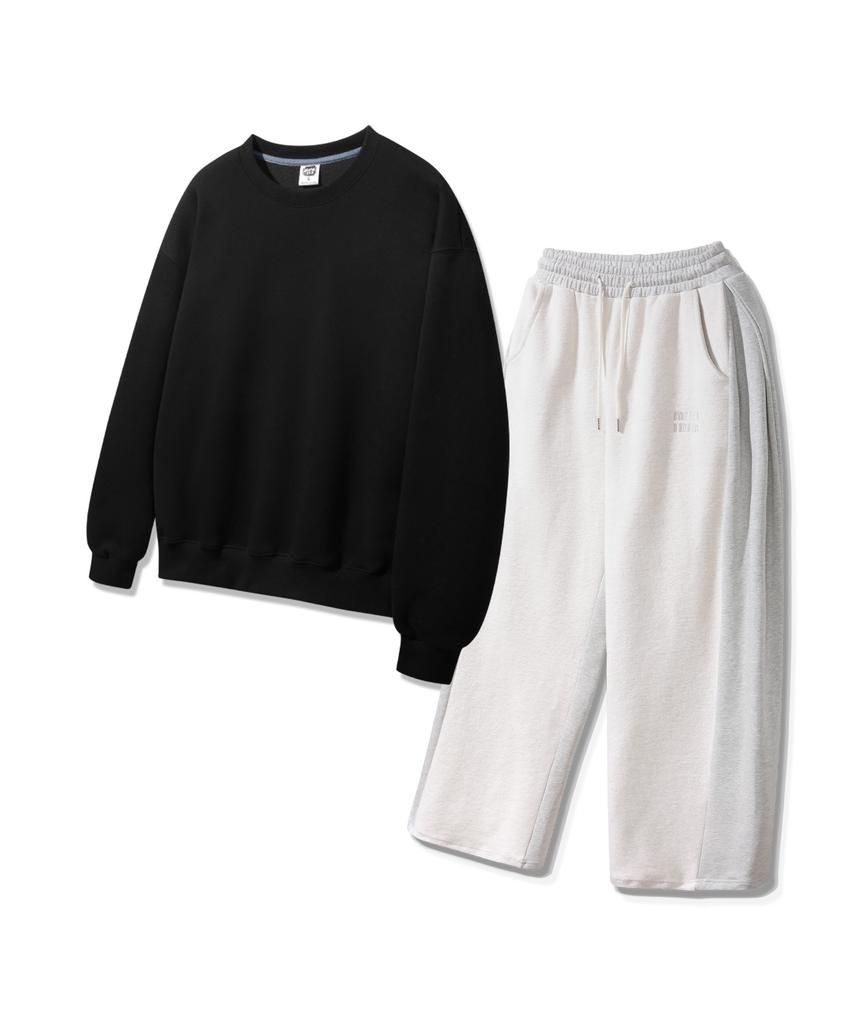 ALVINCLO [Set] Plain Oversized Sweatshirt & Pintuck Training Pants Set