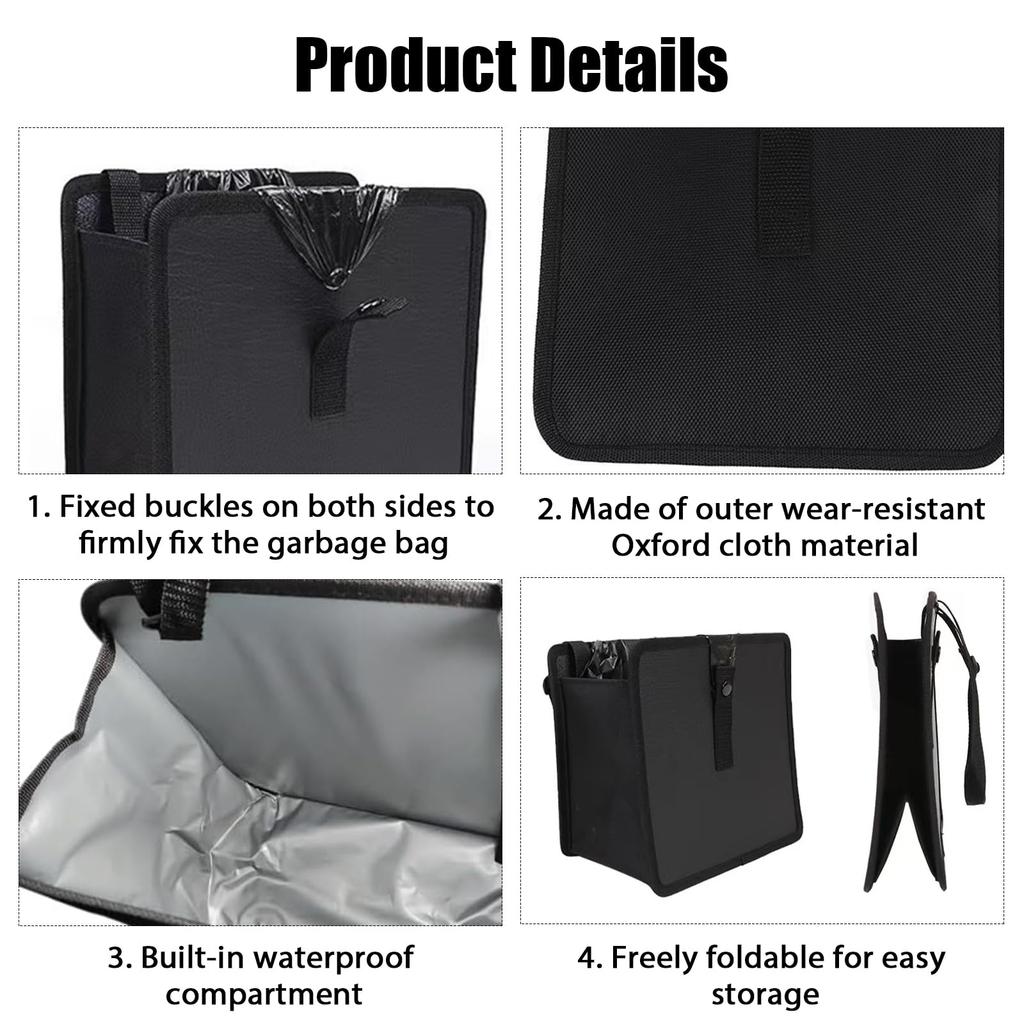Set of 2 Foldable Car Trash Large Trash Small Item Storage Easy Seatback Pocket for Rear and Passenger Seats Cans, Hanging, Capacity, Waterproof,