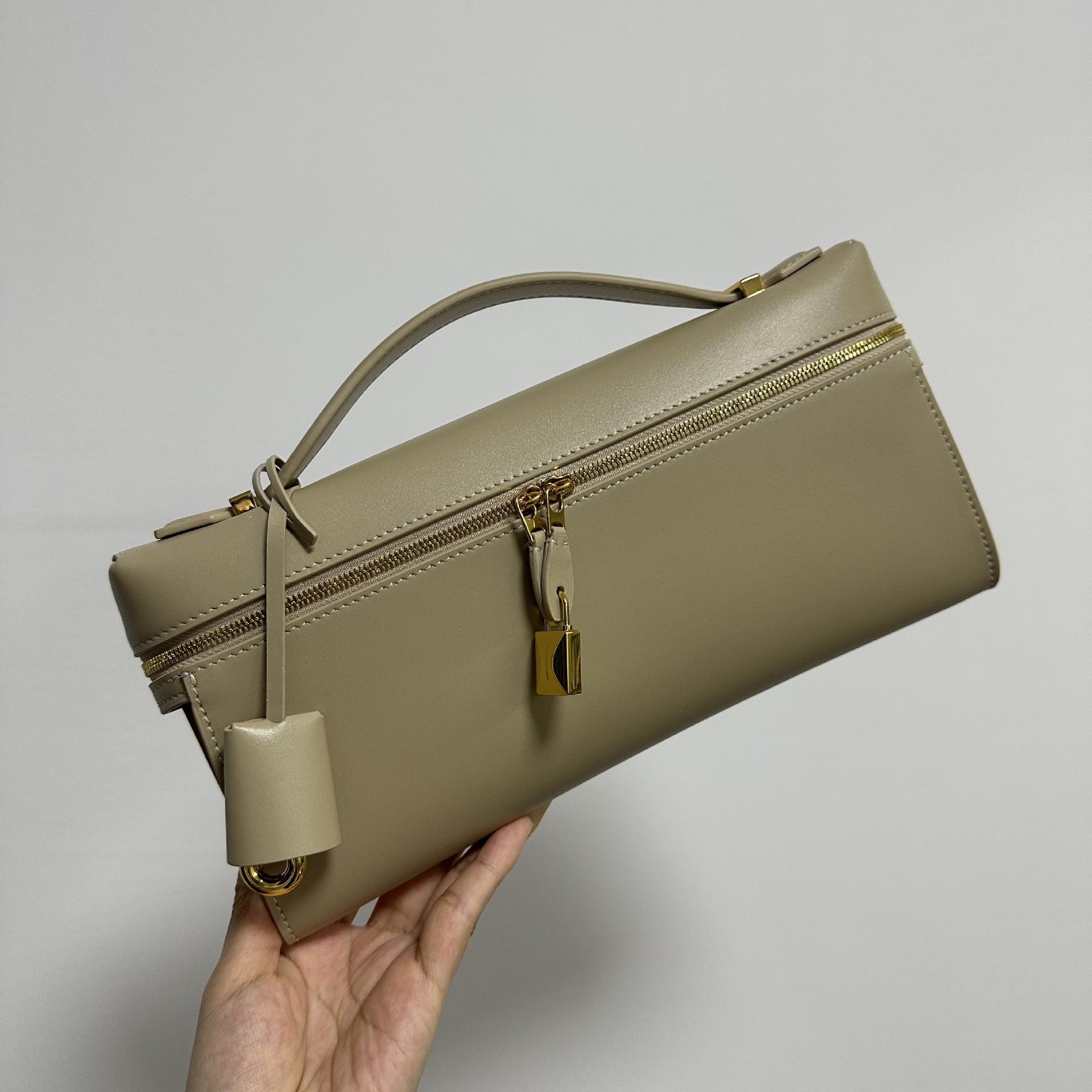 

2025 Новая сумка-бокс для ланча, портативная, простая, в стиле old money, кожаная женская маленькая квадратная сумка, сумка для ужина из коровьей кожи 29*14*3cm абрикосовый