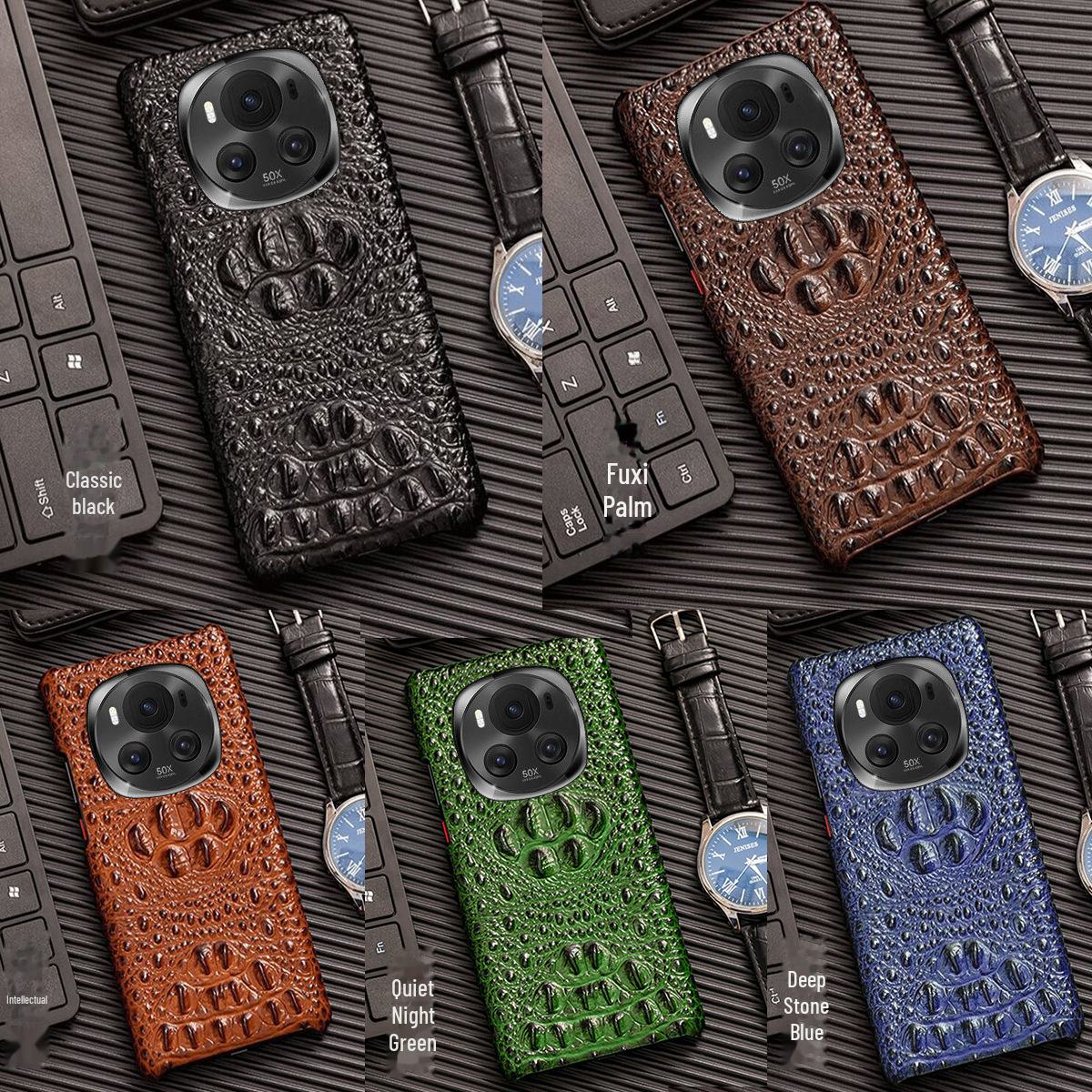 

Чехол из натуральной кожи с изображением черепа крокодила для Honor Magic 4 Pro - Ultimate Edition, лучший защитный чехол для Honor Magic 4. Magic4 Pro чёрный