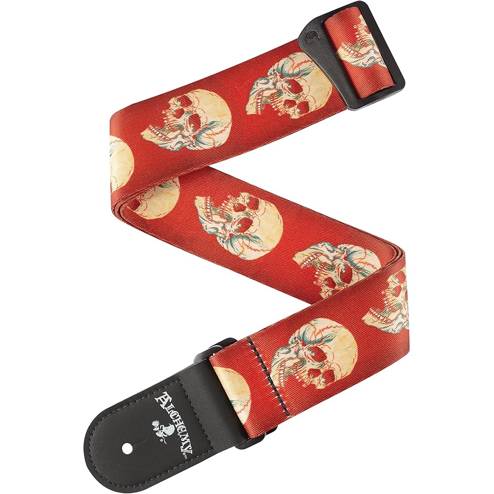 D Addario Alchemy Polyester Strap 50AL08 Live Life Skull Guitar Strap [Domestic Genuine Product]