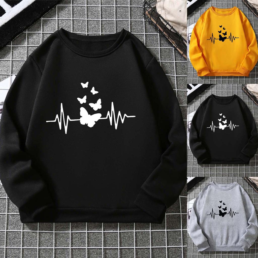 Verdicktes und gefüttertes Unisex-Sweatshirt mit Schmetterlingsprint 6933