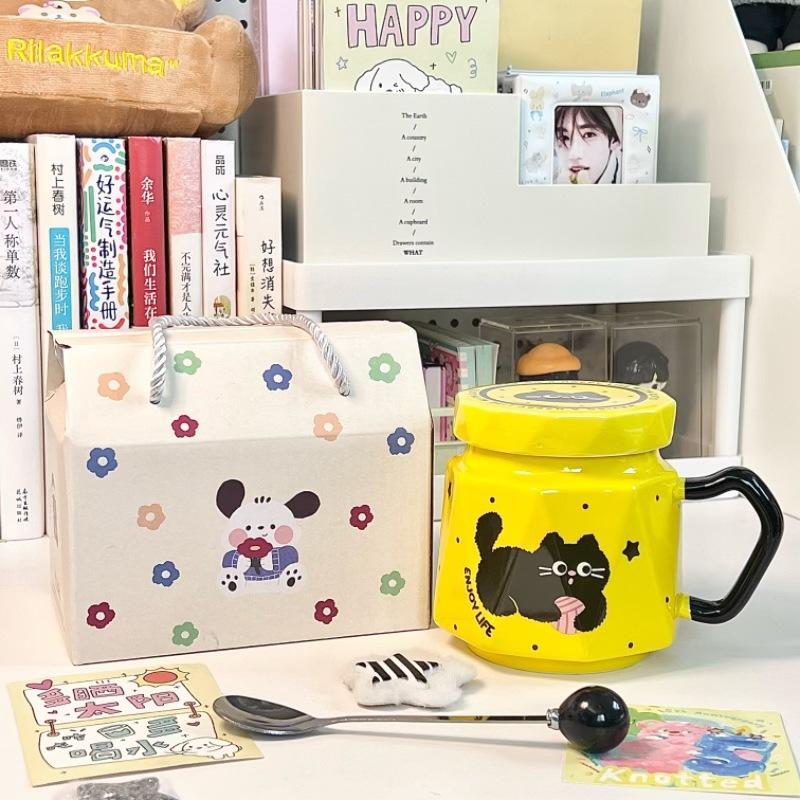 Birthday gift ins Cream Wind Cat Ceramic Mug Girl Heart Coffee Milk Mug Souvenir Gift Box