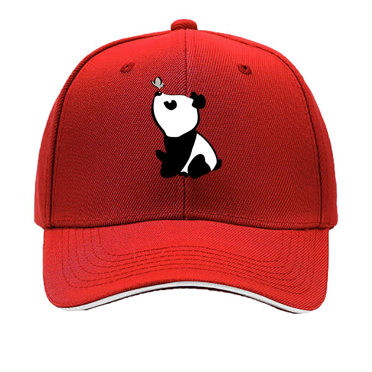Unisexs Cute Panda Print with Cute Panda  Heart  Adjustable Outdoor Sports Hat Machine Washable Tex Sandwich Baseball Cap One Size
