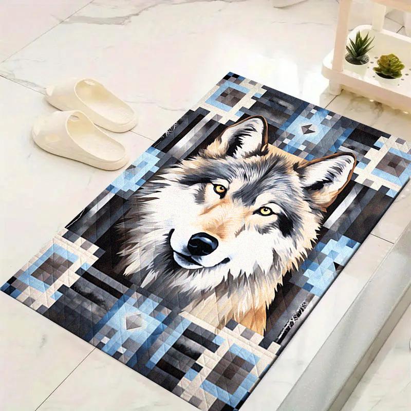 Natvie Wolf Carpet Rug for Living Room Bedroom Home Sofa Decoration,Kids play Non-slip Floor Mat