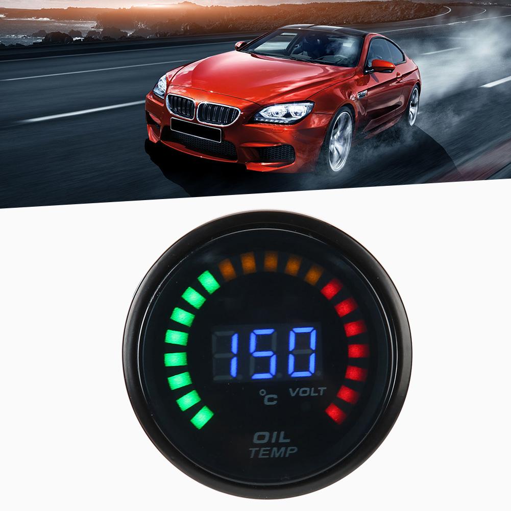 52mm Digital Oil Temperature Gauge LED Color LCD Dispaly W Sensor Harness Car Meter