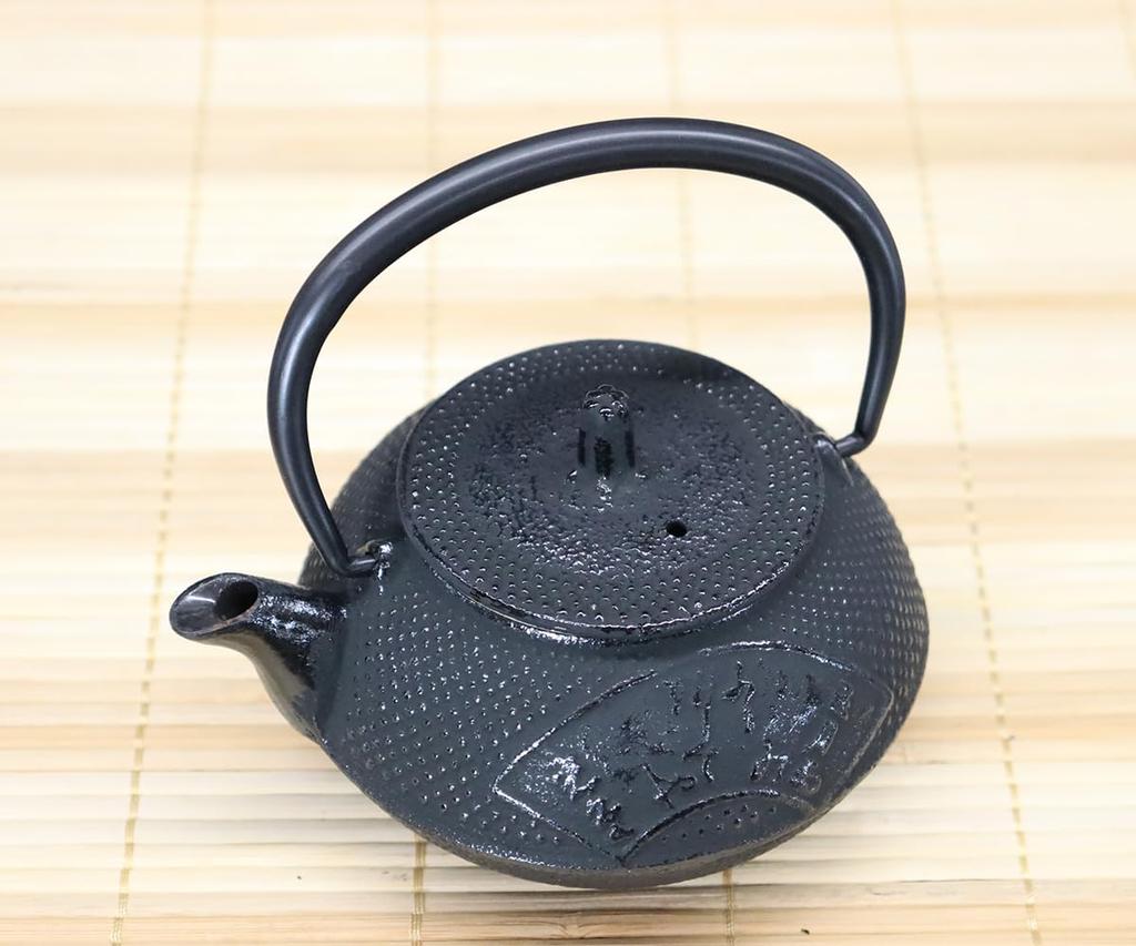 Asahi Made In Japan Nanbu Iron Teapot, Chusonji Design, 0.3L (with Tea Strainer, Enameled Interior)