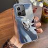 Luxury Bling Rhinestone Heart Ring Bracket Clear Phone Case for Xiaomi Redmi 12 5G Stand Cover