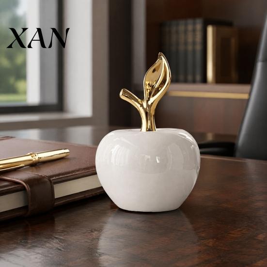 Manzanas Decorativas de Resina Adornos Figura con Hoja, Adorno de Fruta Minimalista, Pantallas Creativas para Mesa de Entrada Artesanía Arte Escritorio Oficina