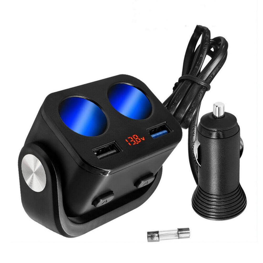 

Гнездо для зарядного устройства с длительным сроком службы 2-в-1 ABS Shell LED Light Автомобильное зарядное устройство USB с зажигалкой для сигарет Автомобильное зарядное устройство многоразового использования чёрный