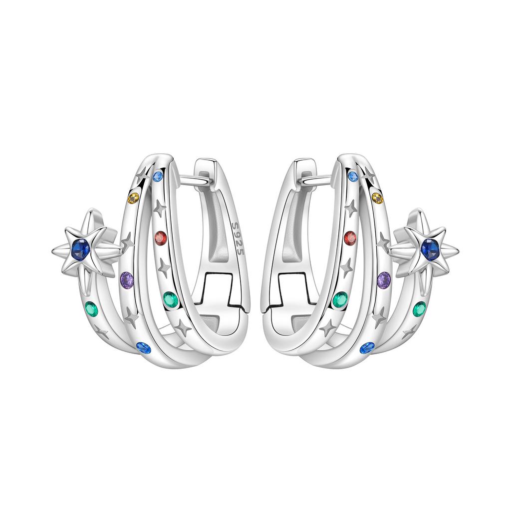 Orstarry Original 925 Sterling Silver Blue Star River Earrings Women Hoop Earring Anniversary Jewelry Trendy Gifts