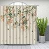 Chinese Flower Bird Shower Curtains Set Printing Waterproof Polyester Leaves Shower Curtains Bathroom Home Decor Mat 180x200CM