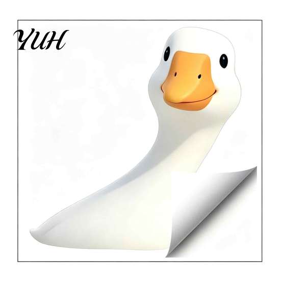 Personalized Space Ornament Cartoon Big White Goose Static Sticker, Removable PVC Decorative Creative Store Window Sticker Decal, Reusable Film