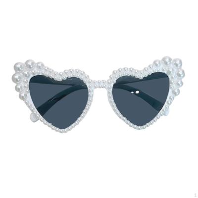 Cat Eye Eyewear Heart Shaped Sunglasses Imitation Pearl Frame Eyeglasses for Travel