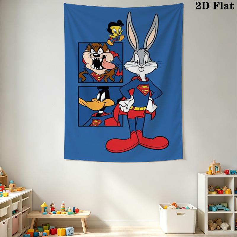 Looney Tunes Bugs Bunny Friends Tapestry Tapestry Background Cloth Fashion Print Wall Covering Decoration Christmas Gift Work Of Art