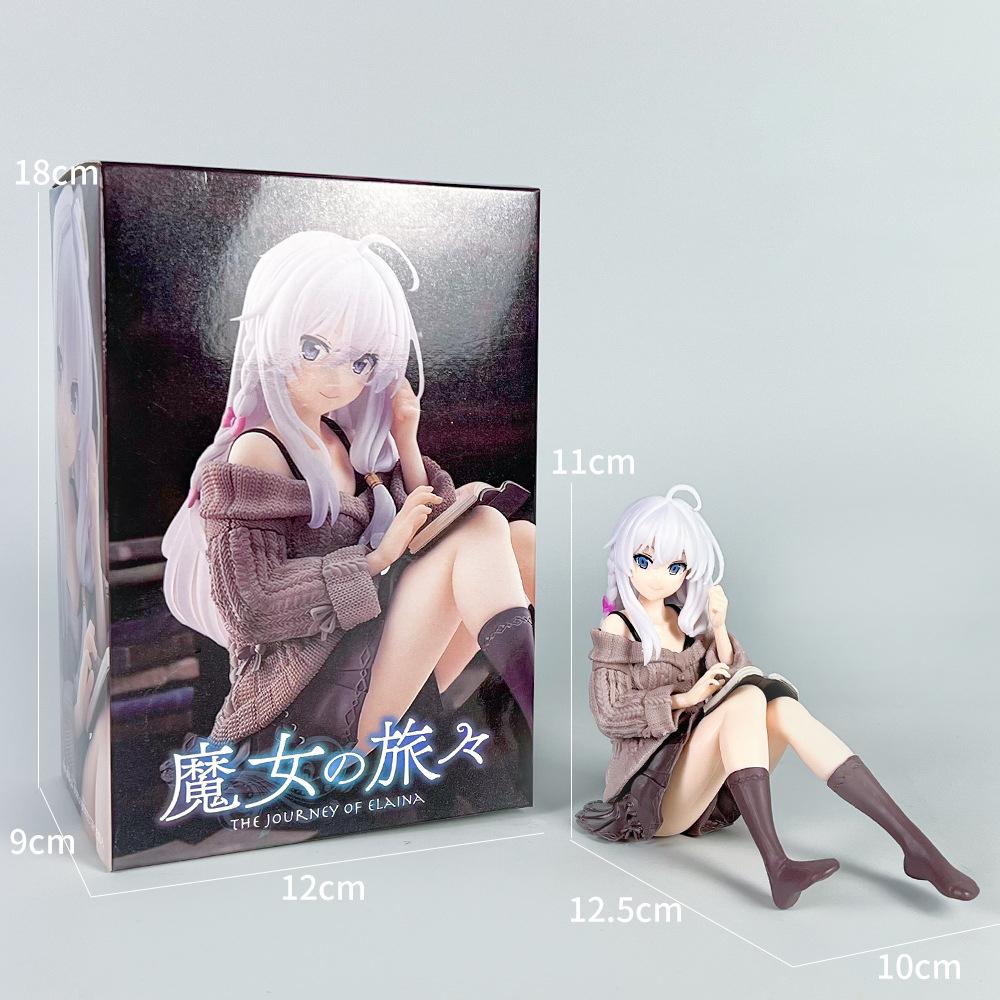 11cm Wandering Witch The Journey of Elaina Anime Figure Reading Action Figures Desktop Cute Decorations Simple Style Kawaii Girl