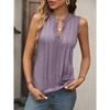 IHUASU Women's Summer Fashion Temperament Elegant Pleated V-neck Tank Top