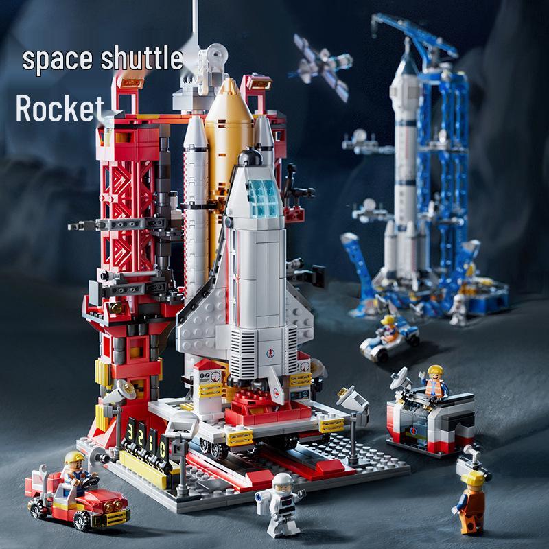 Lele Brothers Aerospace Rocket Building Blocks - Compatible with Lego, Children's Educational Assembly Model Toys and Ornaments.