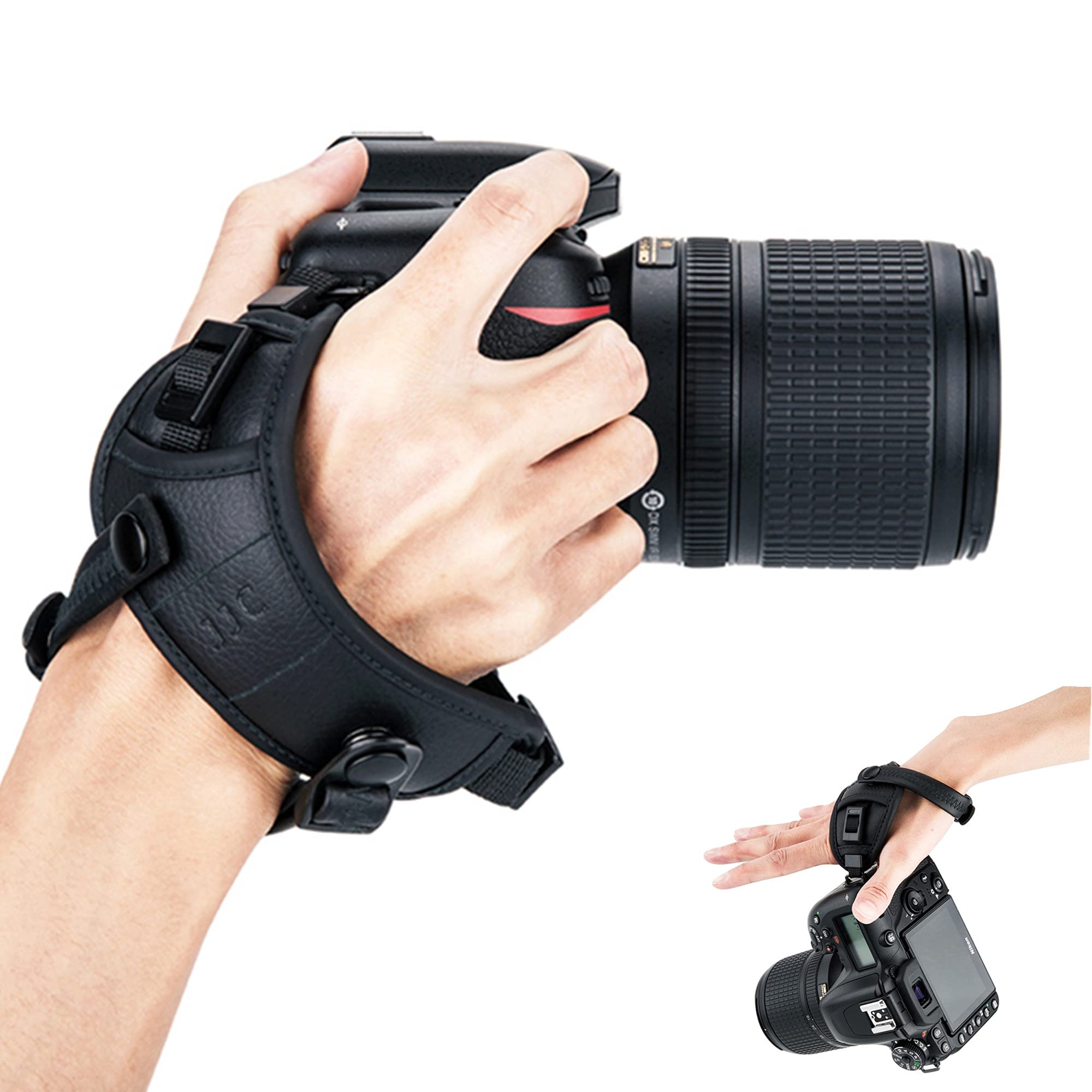 

JJC Rest Strap with Base for Canon Nikon Z50 COOLPIX Sony A7C A7M3 U-Shaped 6DM2, 5DM4, 9000D, ZR, Z5II, II, Z6III, D850, D810, D750, D610, P1100, R, чорний