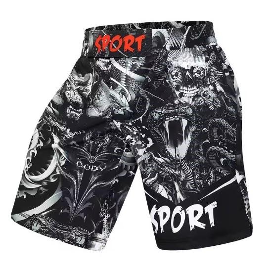Schlange Kobra Wolf Schädel Panda Hai Affe MMA Muay Thai Kickboxen Shorts Kampfsport UFC Boxer Unisex Männer Frauen Hose Training Sport