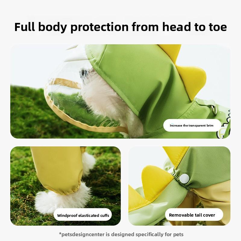 3D Waterproof Dog Raincoat 4 Legs Dinosaur Design for Medium Large Dogs Teddy Golden Retriever Pet Coat Dog Clothes DogCostume