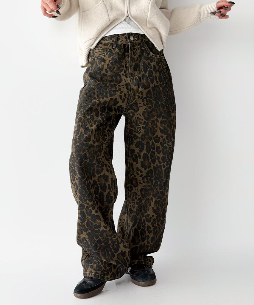 THE GREEN LAB Leopard Print Pants [Khaki Brown]