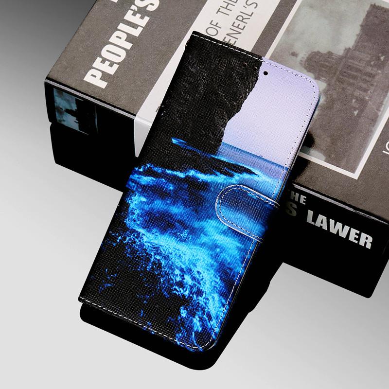 PU Leather Phone Case For Xiaomi 13 12 11T Redmi 13C 12C 10A 9A Note 13 12 11 10 Poco X5 X4 X3 Pro Book Style Painted Wallet Cover With Wrist Strap