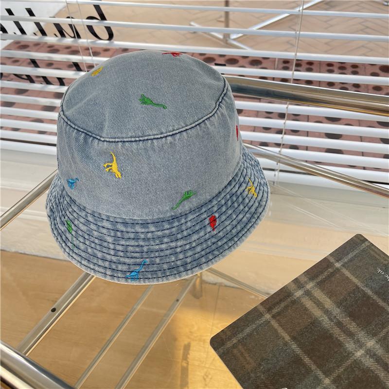 

Вышитая мультяшная ковбойская шляпа-панама, женская модная уличная повседневная шляпа светло-синий