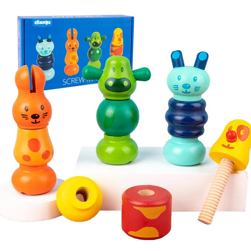 Montessori Screw Nut Assembly DIY Toys Animal Color Matching Fine Motor Training Educational For Children Gifts