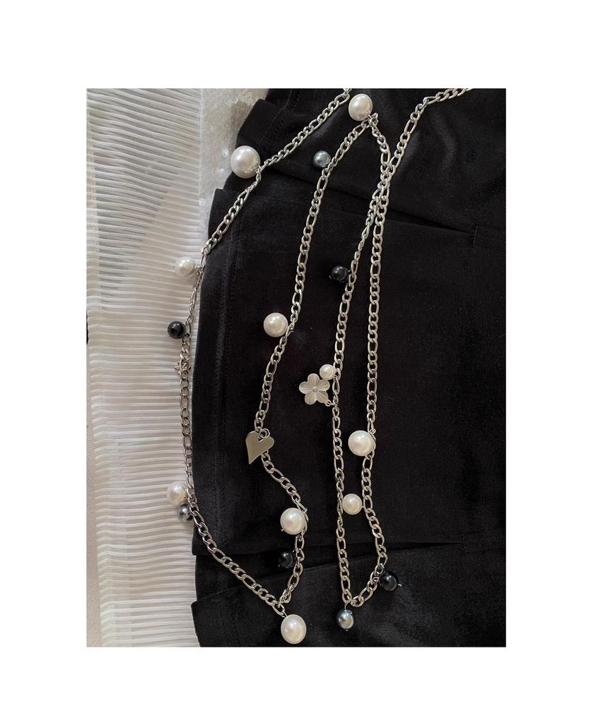 Lux Pearl Necklace Set: Original Shell Pearls, Multi-Layer Black & White Choker for Women