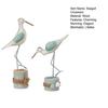 Yousheng 2 Pcs Wooden Seagull Figurine Coastal Lifelike Seabird Sculpture Nautical Animal Tabletop Ornament for Bedroom Living Room Home Office Desk