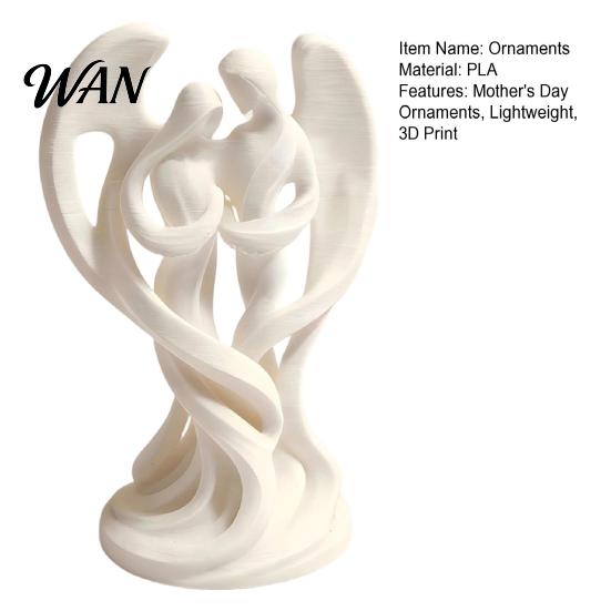 Pure White Angel Decor Mother And Child Ornaments 3D Printed Smooth Lines Versatile Home Decoration Compact Decorative Figurine Symbolizing Protection