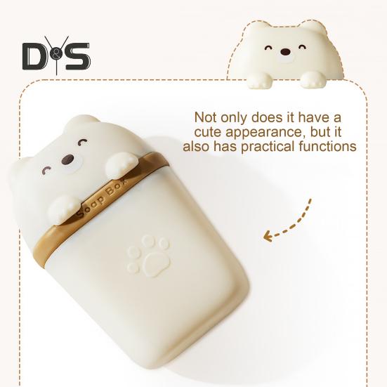 Soap Box Holder Portable Compact Design Cartoon Bear Soap Dish Waterproof Travel Sealed Storage Box Soap Holder