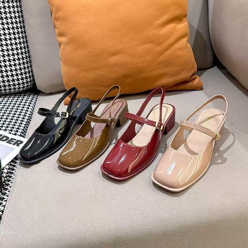 Versatile Mary Jane sandals women's new single shoes high heels shallow mouth spring and summer bag head retro women's sandals