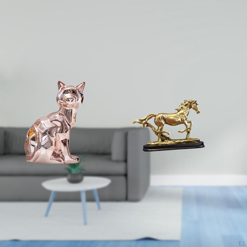 Cat Horse Statue Decorative Figurine Animal Sculpture Artwork Collectible Art Ornament for Fireplace