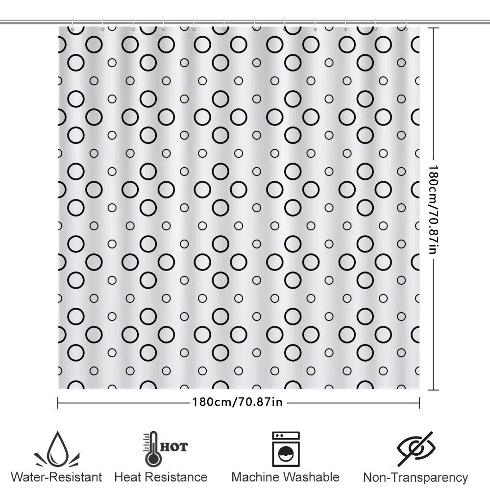 Schwarz-Weiß-Punkte Duschvorhang-Set Für Badezimmer-Dekoration Modernes Design Wasserdichtes Gewebe Mit Hakenöse Für Dusche Oder Whirlpool